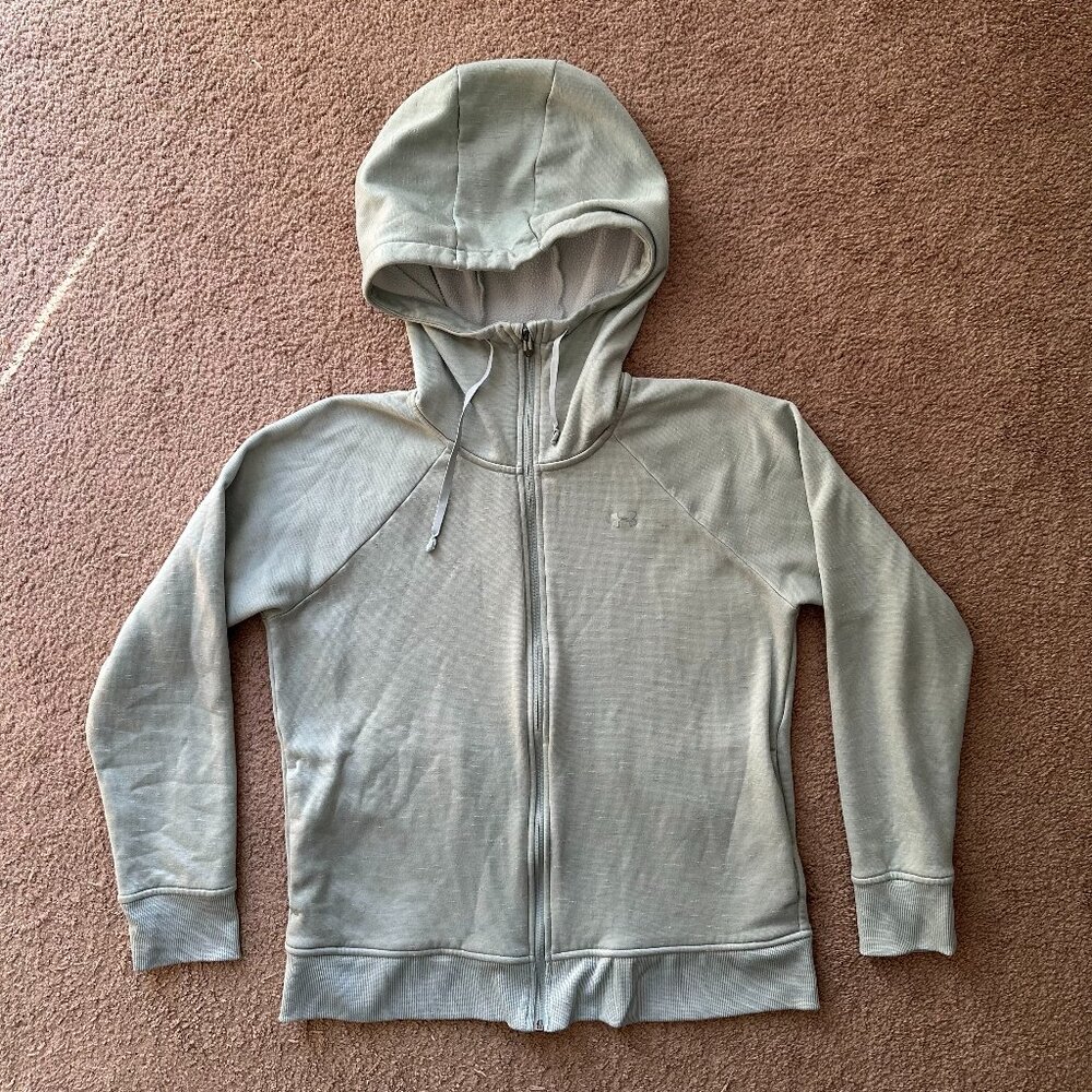 Under Armour Sweatshirt Womens Large Full Zip Hoodie Coldgear Blue Teal
